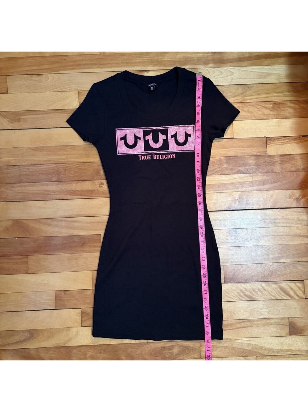 NWOT True Religion Ribbed Crystal Horseshoe Black Dress - Size Medium ✨ - Picture 5 of 8
